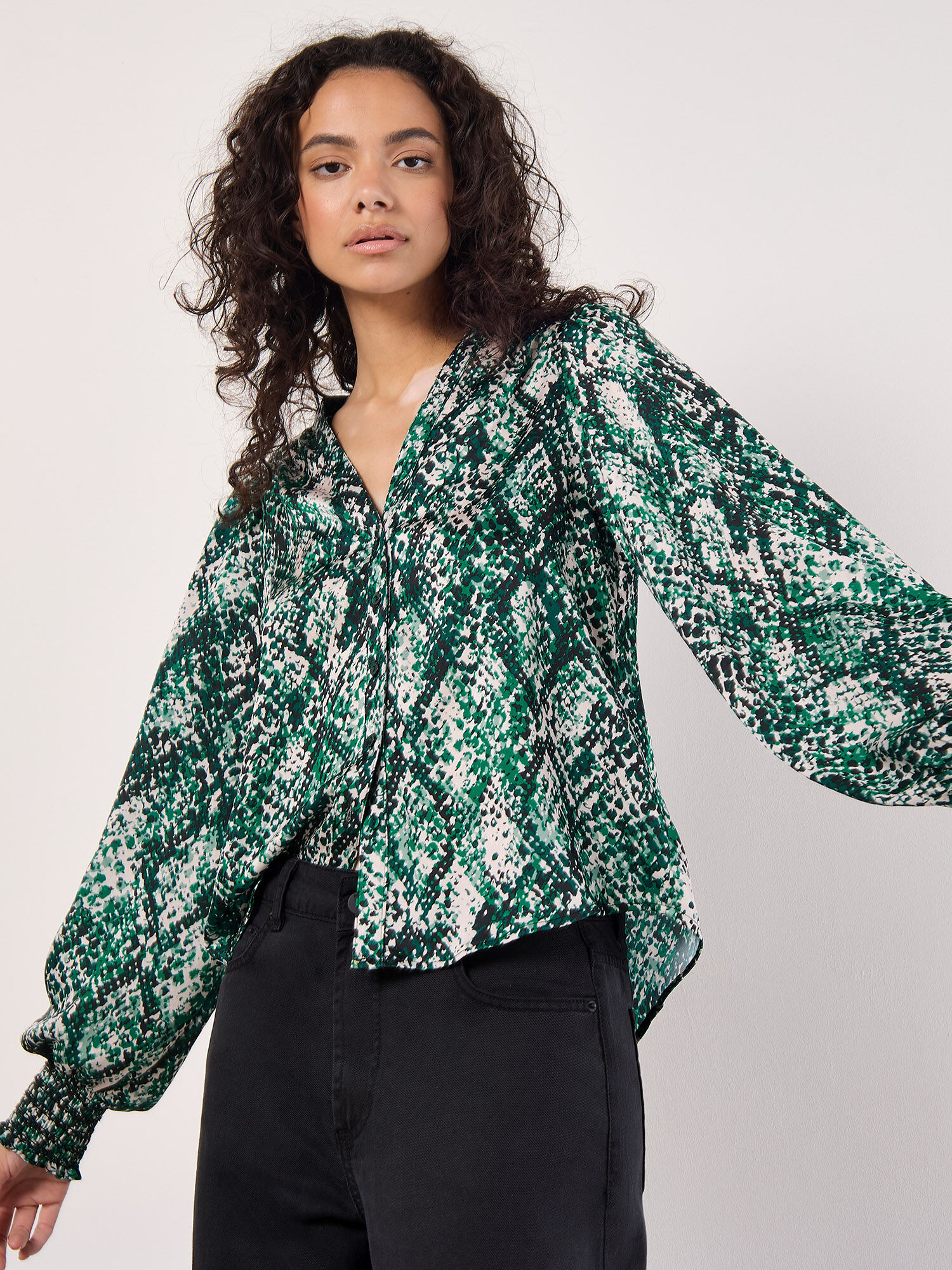 Patterned satin blouse best sale