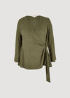 Curve Waffle Knit Wrap Top, Khaki, large