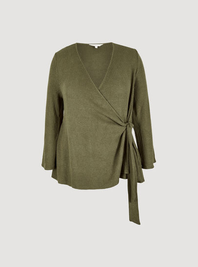 Curve Waffle Knit Wrap Top