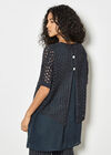 Shimmer Mesh Layered Tunic Top, Navy, large