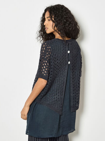 Shimmer Mesh Layered Tunic Top