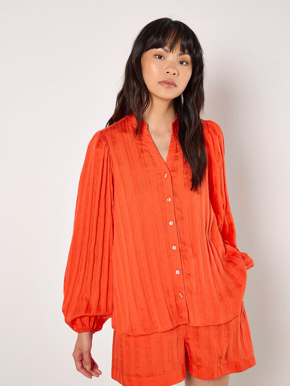 Self Stripe Shirt, Orange, large