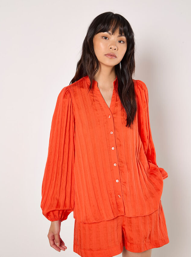 Self Stripe Shirt, Orange, large