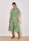 Scattered Squares Shirt Midi Dress, Green, large