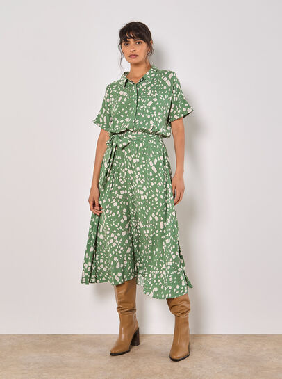 Scattered Squares Shirt Midi Dress