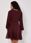 Chiffon Polka Dot Mini Dress, Burgundy, large