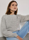 Gem Embellished Jumper, Grey, large