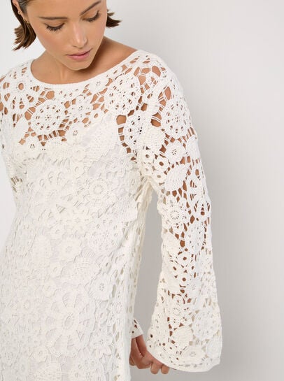 Floral Crochet Shift Mini Dress
