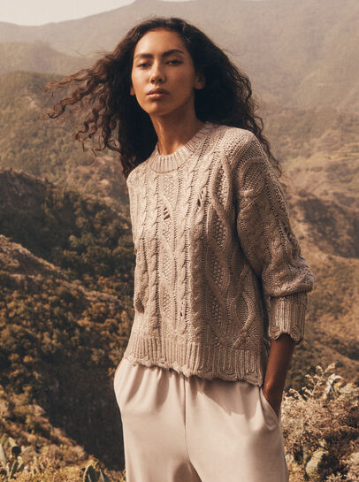 Distressed Gold Foil Metallic Cable Jumper