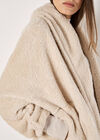 Fleece Waterfall Hooded Cardigan, Stone, large