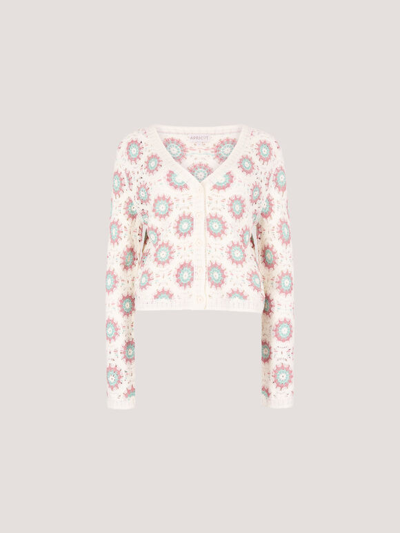 Crochet Circles Cardigan, Cream, large