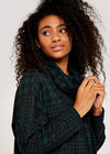 Patchwork Dogtooth Cowl Neck Top, Green, large