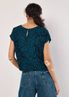 Mixed Animal Textured Cropped T-Shirt, Teal, large