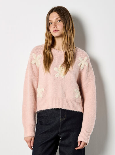 Daisy Applique Chunky Knit Jumper
