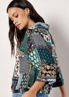Patchwork Paisley Boxy Shirt, Navy, large