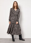 Abstract Print Tiered Midaxi Dress, Black, large