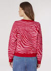 Bright Zebra Chunky Knit Jumper, Red, large