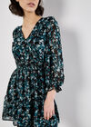 Ditsy Floral Chiffon Ruffle Dress, Green, large