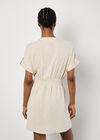 Linen Mix Utility Mini Dress, Cream, large