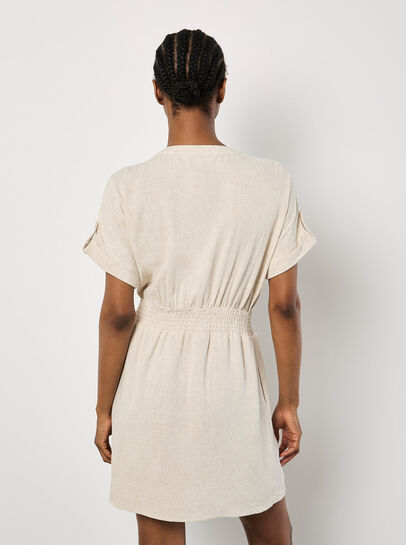 Linen Mix Utility Mini Dress