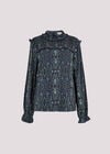 Paisley Ruffle Top, Navy, large