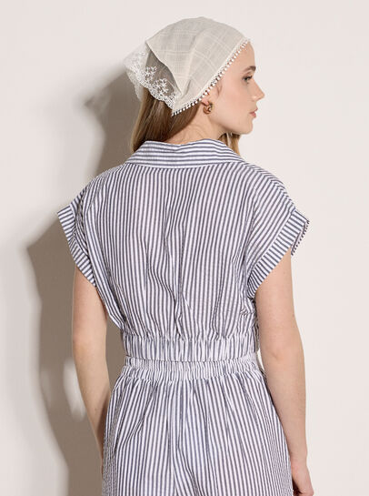 Stripe Shirt Crop Top