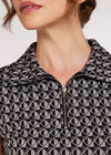 Leaf Print Retro Mini Dress, Grey, large