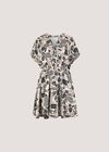 Tropical Print Linen Blend Mini Dress, Stone, large
