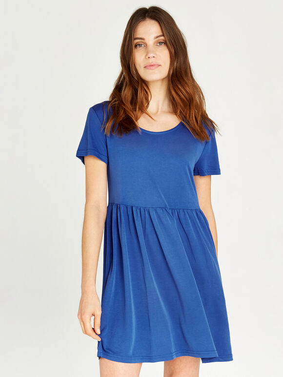 Modal Babydoll Short Sleeve Dress, Blue, large