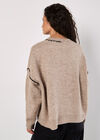 Oversized Stitch Detail Chunky Knit Jumper, Stone, large