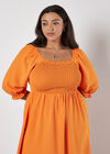 Milkmaid Smock Maxi Dress, Orange, large