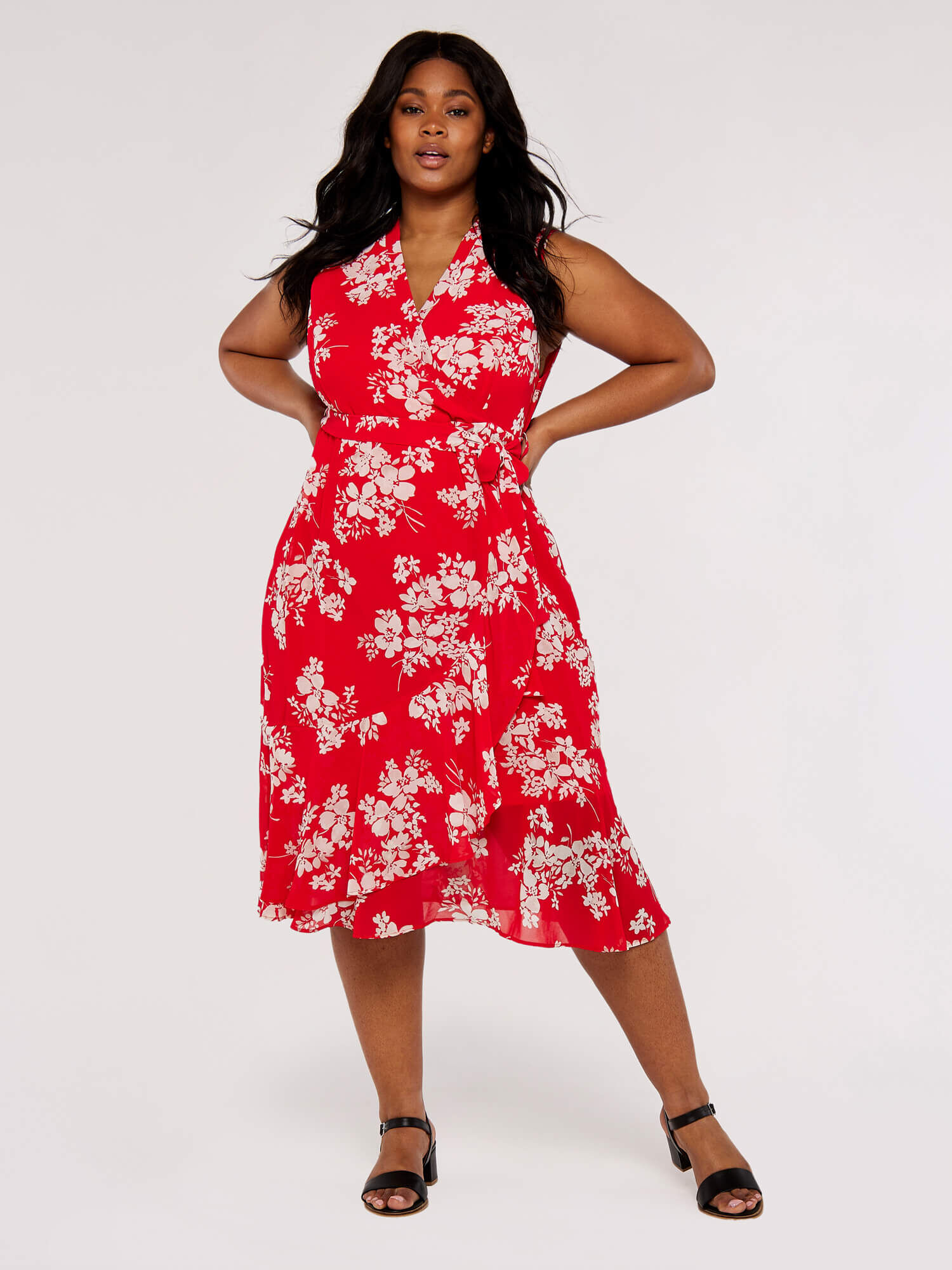 Wrap dress store red floral