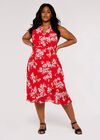 Curve Graphic Floral Wrap Dress, Red, large