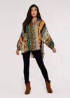 Patchwork Stripe Sleeve Shirt, Mustard, large