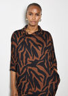 Zebra Print Cocoon Mini Dress, Rust, large