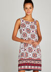 Positano Tile Print Shift Dress, Red, large