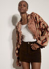 Velvet Denim Mini Skort, Brown, large