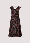Leaf Ruffle Midi Dress, Navy, large