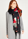Large Woven Flowers Scarf, Red, large