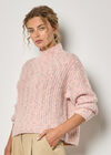 Fisherman Knit Flecked Jumper, Pink, large