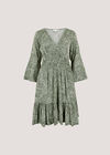 Metallic Dobby Paisley Mini Dress, Khaki, large