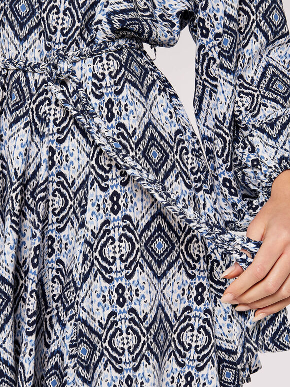 Ikat Mini Dress, Navy, large