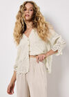 Textured Satin Wide Leg Trousers, Stone, large