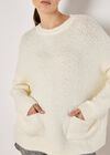 Oversized Boucle Patch Pocket Jumper, Cream, large
