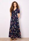 Watercolour Floral Maxi Dress, Navy, large