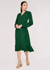 Silhouette Leaf Frill  Dress, Black, large