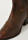 Brown Cowboy Leather Boots, Brown, large