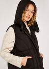 Button Longline Puffer Gilet, Black, large