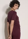 Cotton Ruched T-Shirt Maxi Dress, Burgundy, large
