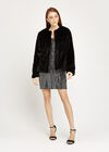 Faux Fur Two Pocket Coat, Black, large